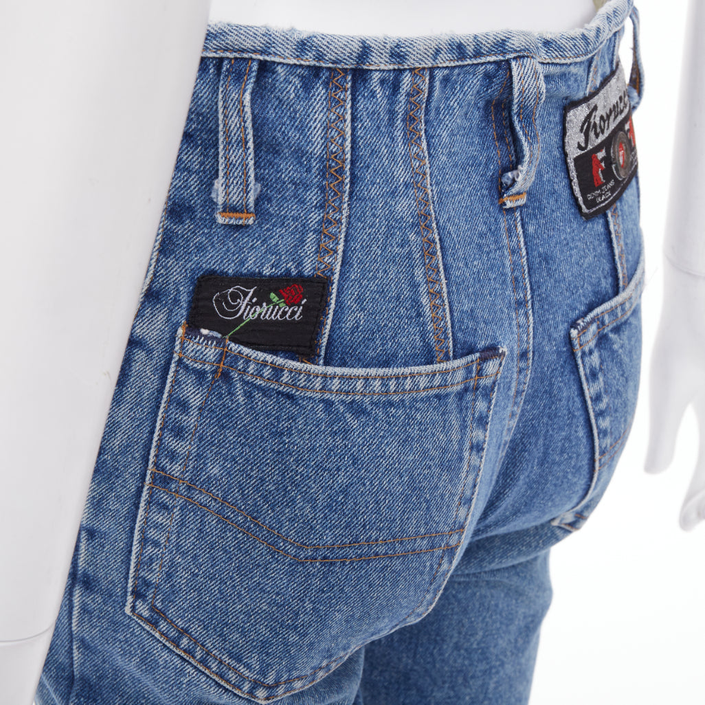 FIORUCCI Vintage washed blue panelled high waisted slim straight jeans 26" S
