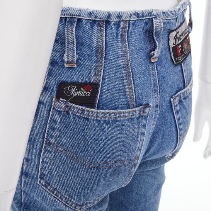 FIORUCCI Vintage washed blue panelled high waisted slim straight jeans 26" S