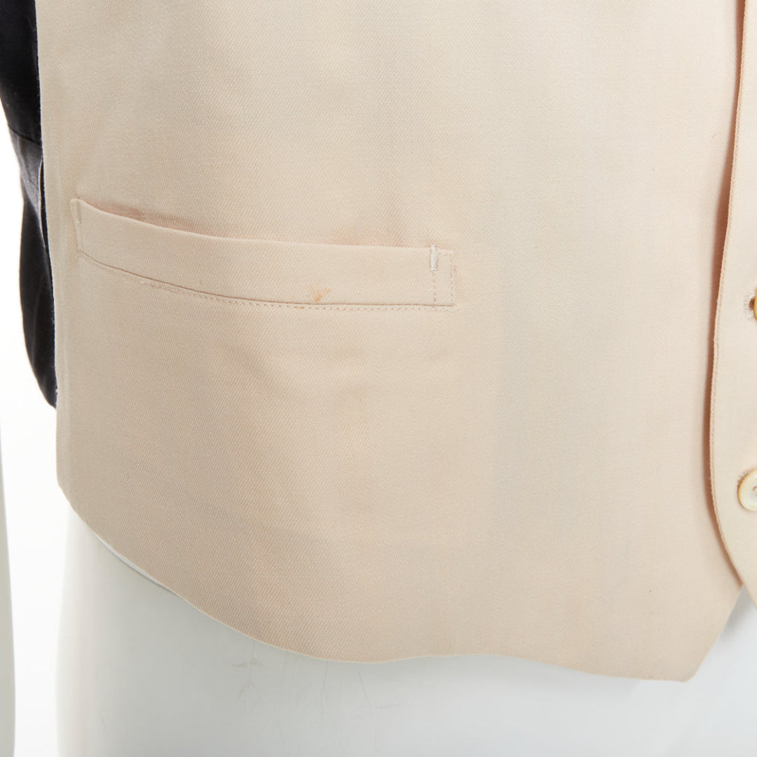YOHJI YAMAMOTO HOMME beige wool front black silk blend back waist coat