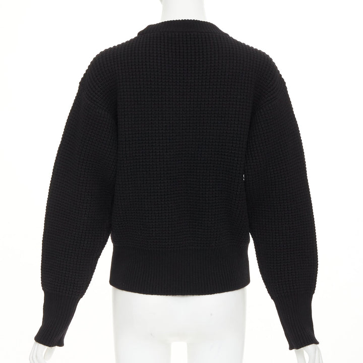 LOUIS VUITTON 2023 LV Street Sign leather wool cashmere waffle knit sweater XS