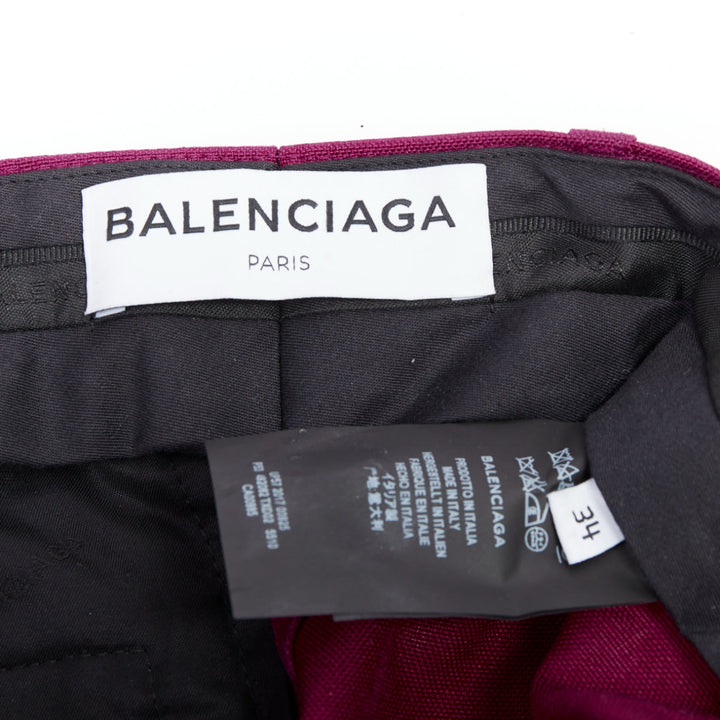 BALENCIAGA Demna 2017 purple BB rubber logo tapered trousers FR34 XS