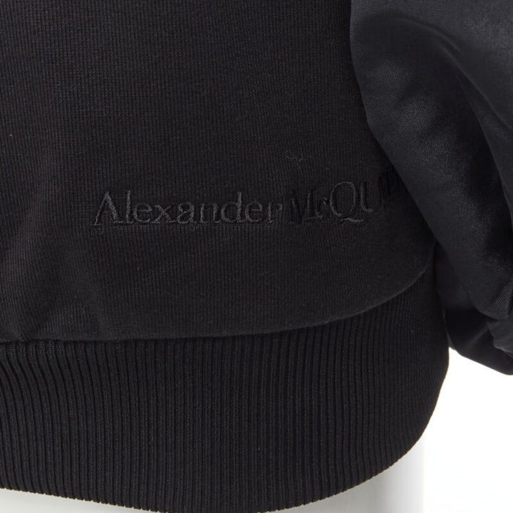 ALEXANDER MCQUEEN cotton black ultra puff sleeve off shoulder sweater IT38 XS