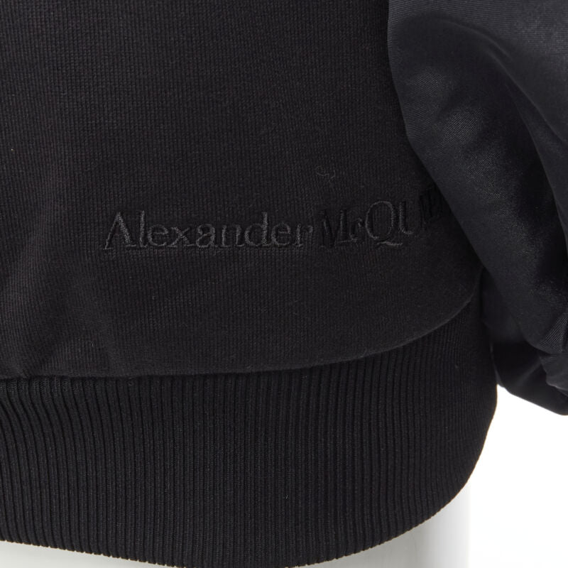 ALEXANDER MCQUEEN cotton black ultra puff sleeve off shoulder sweater IT36 XXS