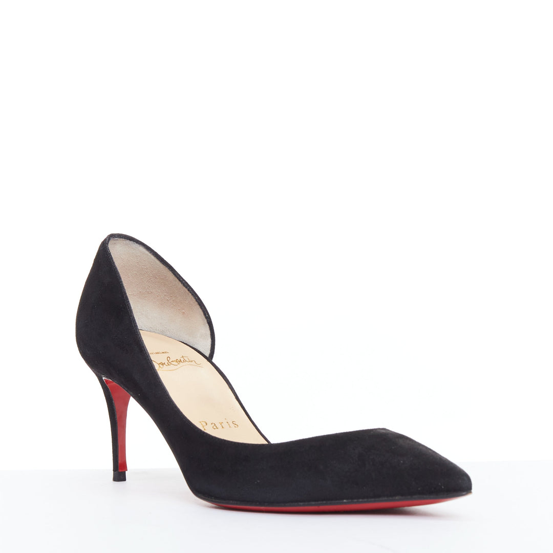 CHRISTIAN LOUBOUTIN Iriza 60 half dorsay black suede pumps EU34.5