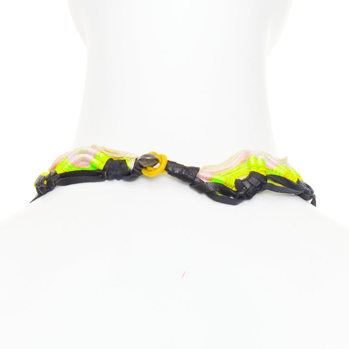 rare SAINT LAURENT Hedi Slimane 2015 Runway Surf Sound leather braided necklace