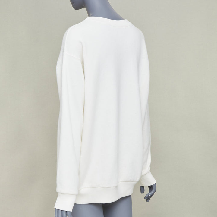 GUCCI PIKARAR 2023 sequinned cotton jersey white vintage logo crew sweatshirt XS