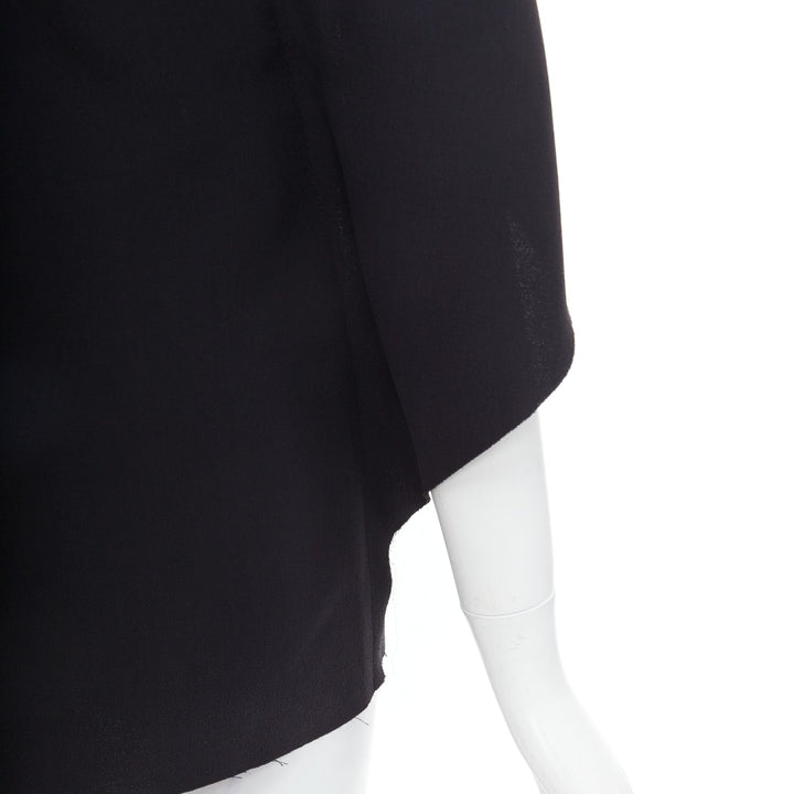 LANVIN 2010 black viscose blend asymmetric zip drape top FR36 S