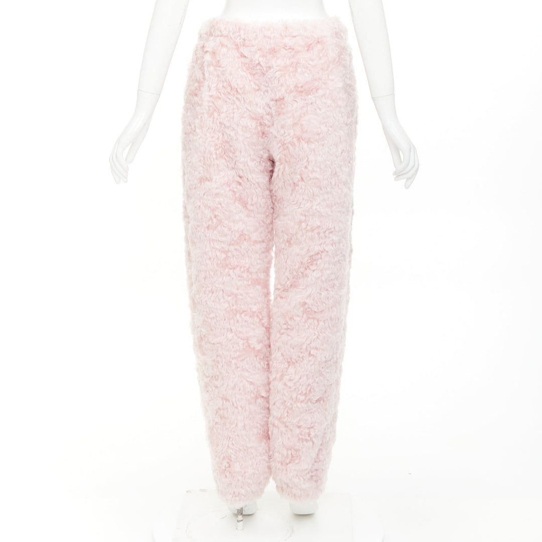 MIU MIU 2021 pink mohair faux fur drawstring wide leg pants IT38 XS