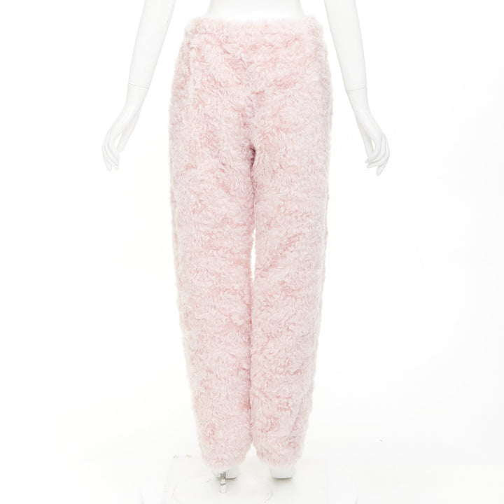 MIU MIU 2021 pink mohair faux fur drawstring wide leg pants IT38 XS