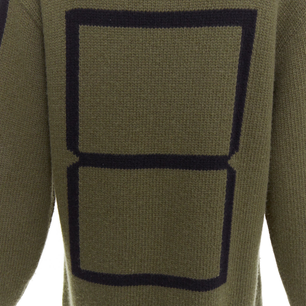 CHRISTIAN DIOR J'adior 8 navy green wool cashmere ringer sweater FR38 M