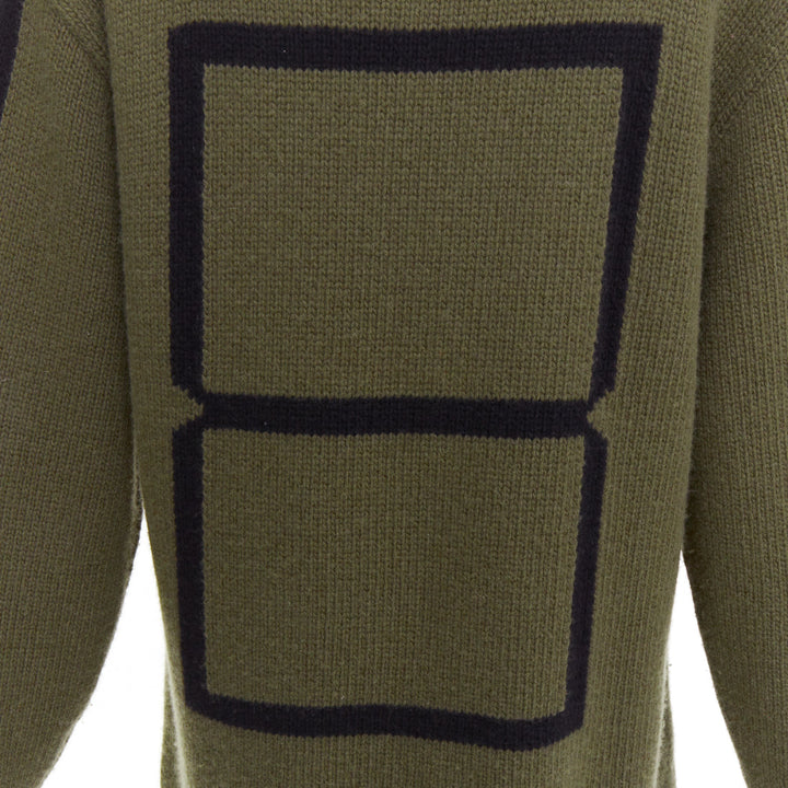 CHRISTIAN DIOR J'adior 8 navy green wool cashmere ringer sweater FR38 M