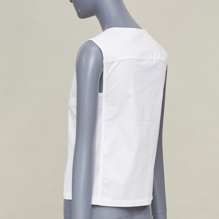 LEMAIRE 2020 Bib Panel Split Neck optical white cotton blend minimal top FR34 XS