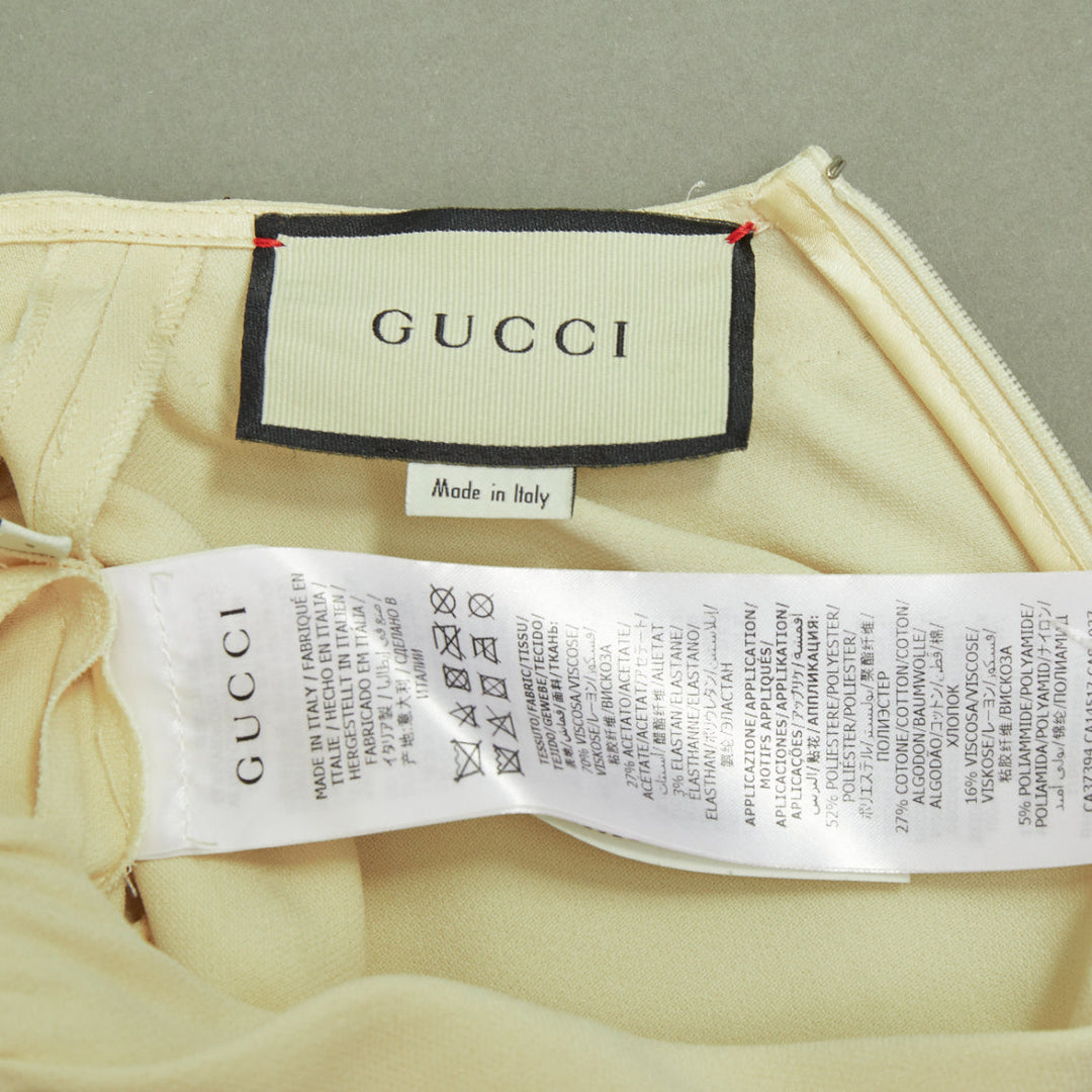 GUCCI 2019 beige crystal floral embroidered jersey empire waist gown S