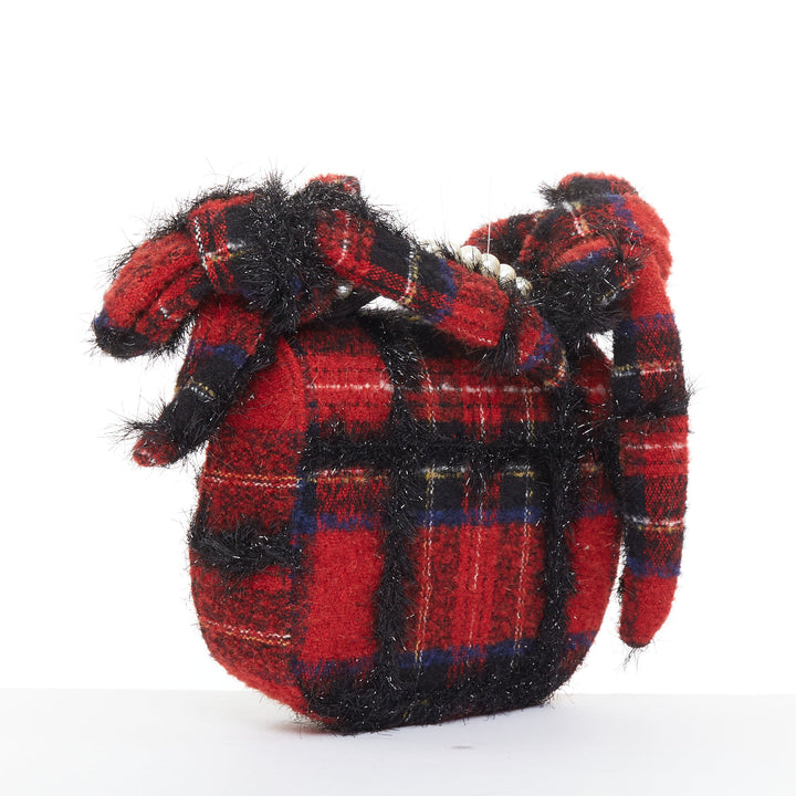 SIMONE ROCHA 2018 Tartan Sling Bag Mini plaid metallic pearl shoulder bag