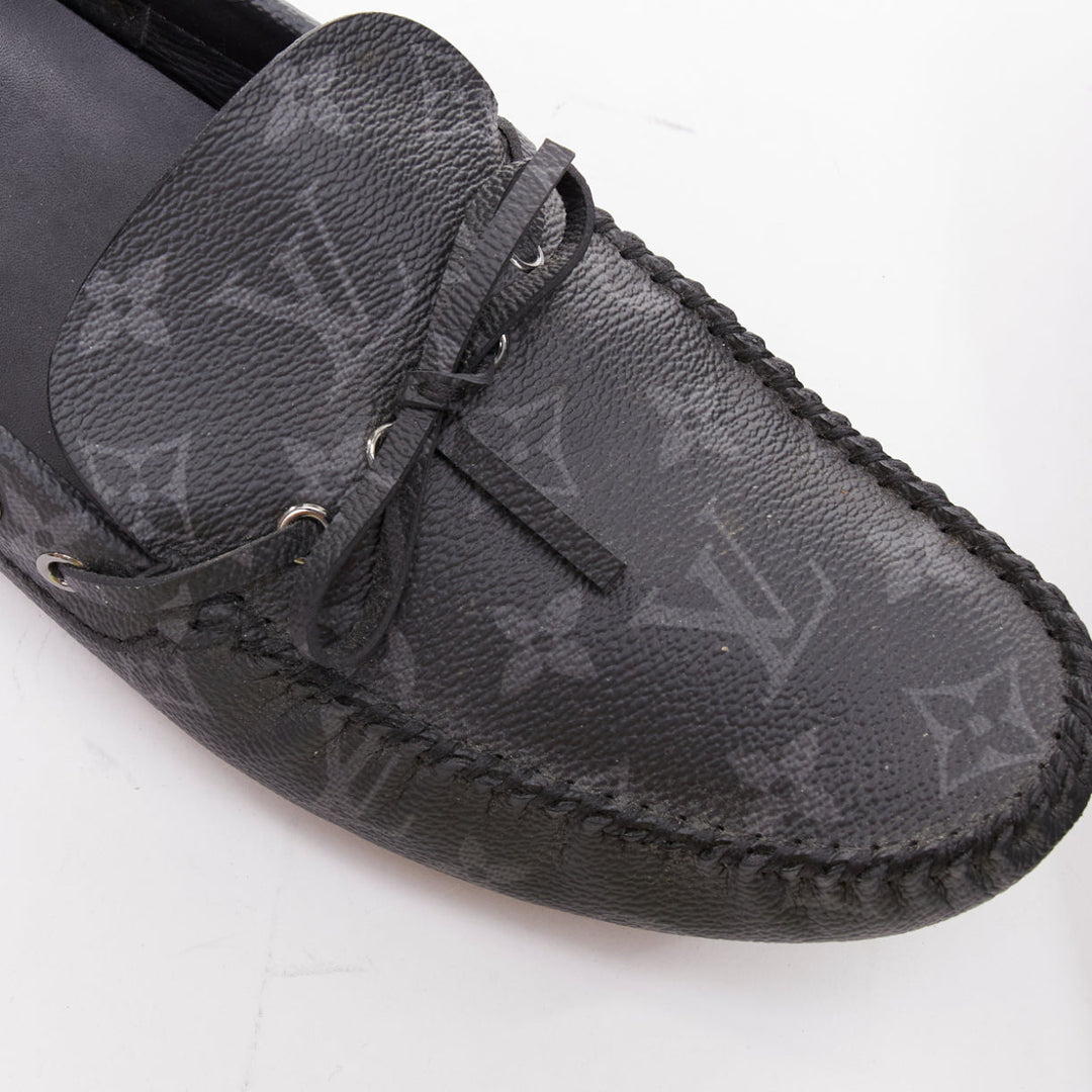 LOUIS VUITTON Arizona Eclipse grey canvas monogram mocassin EU42.5