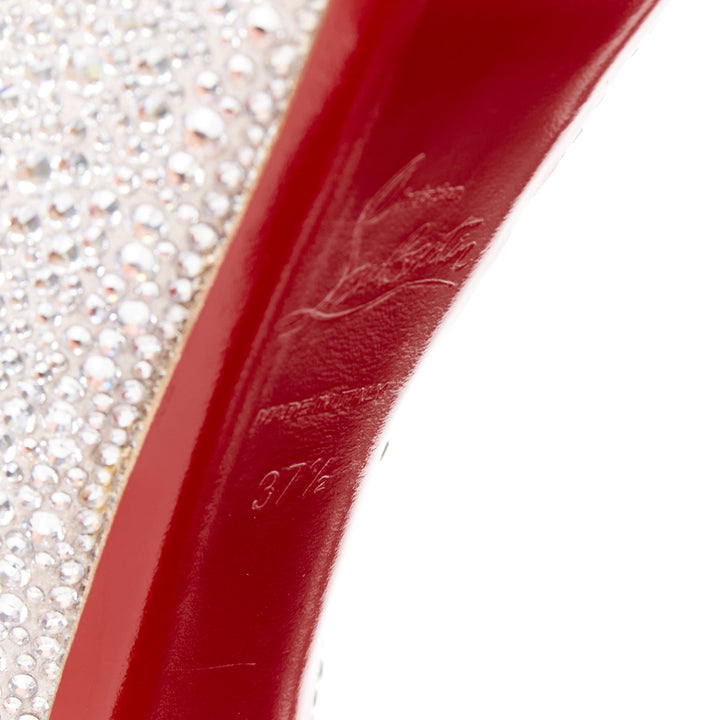 CHRISTIAN LOUBOUTIN Daffodile Strass 160 silver crystal platform pumps EU37.5