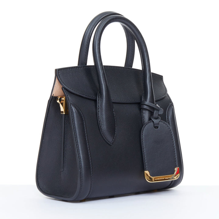 ALEXANDER MCQUEEN Heroine 21 black calfskin leather gold hardware satchel bag