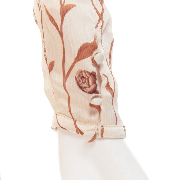 Female mannequin wearing Johanna Ortiz Beige Polyester Women Maxi Dress in Size US2 | Available at JHROP