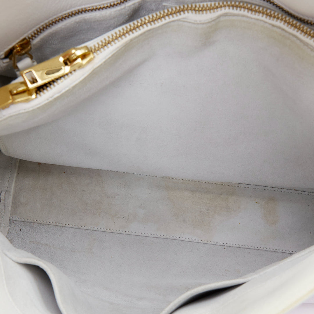 SAINT LAURENT Sac du Jour Small white grained leather executive tote bag