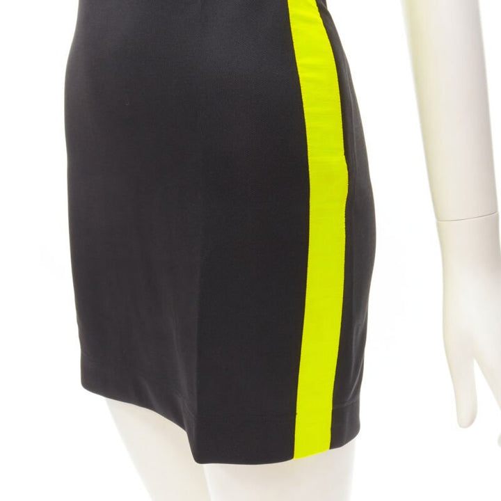 FENDI Roma Amor neon cross strap FF Zucca black bodycon dress XS