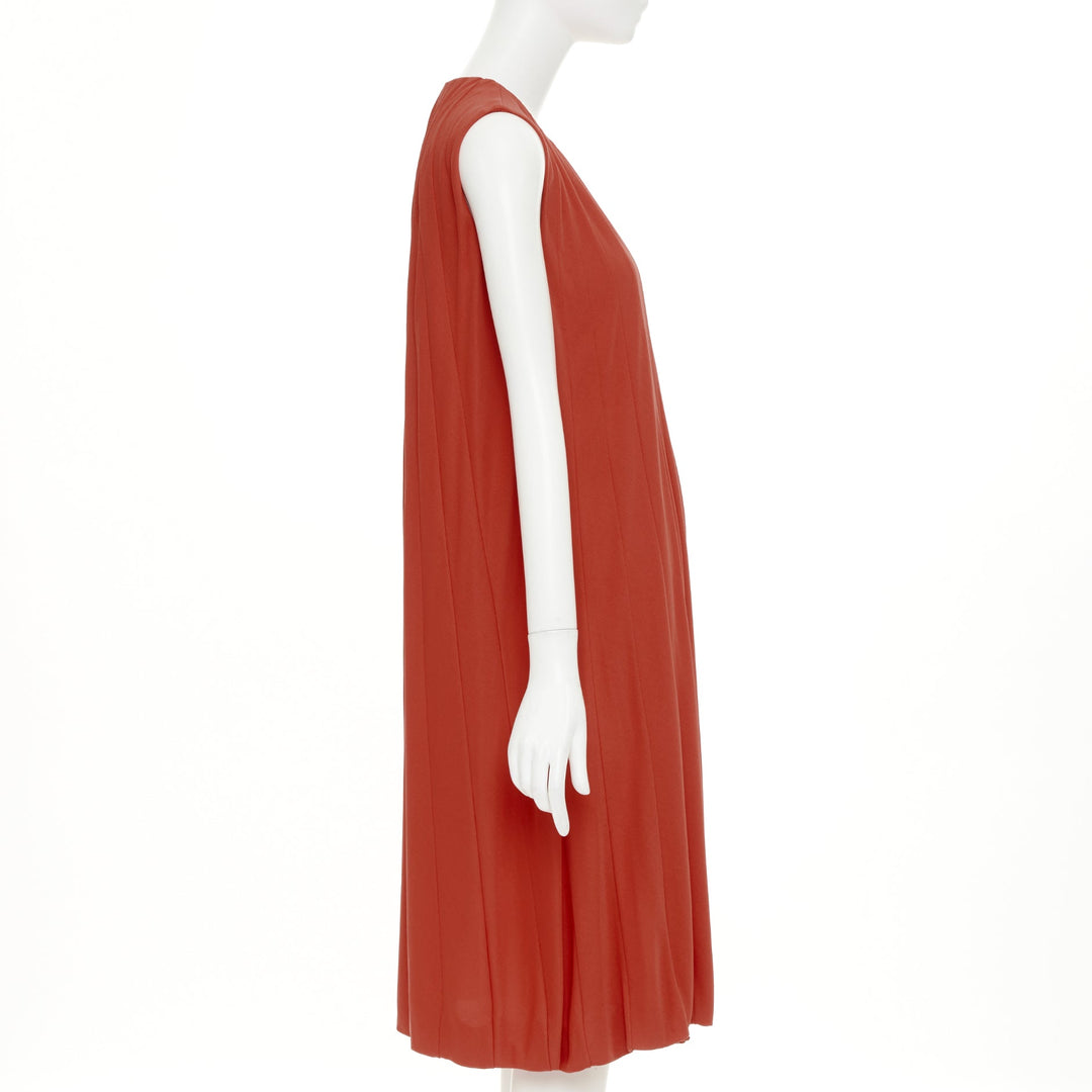 GUCCI 2007 red viscose blend keyhole pleated draped dress IT42 M