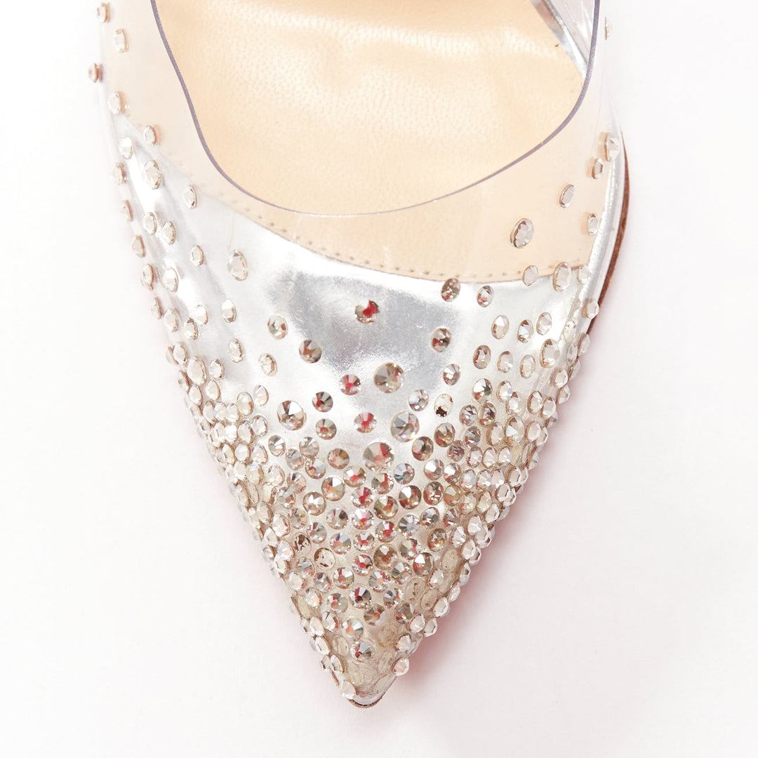 CHRISTIAN LOUBOUTIN Degrastrass 100 clear pvc crystal embellished pump EU35