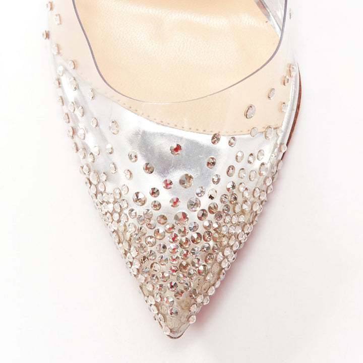 CHRISTIAN LOUBOUTIN Degrastrass 100 clear pvc crystal embellished pump EU35