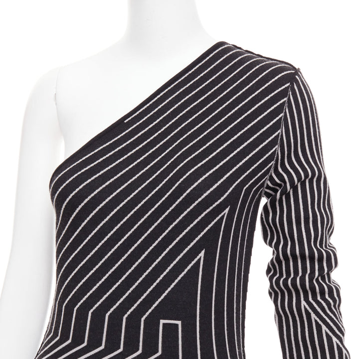 RICK OWENS 2020 Ziggy geometric graphic lines one shoulder slit dress XS Rosalia