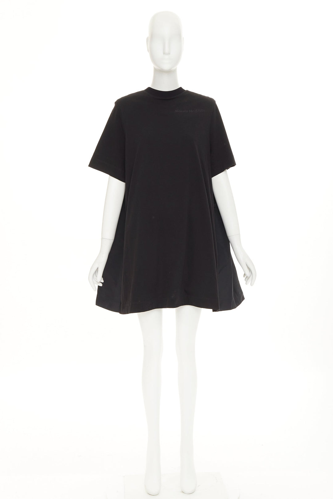 ALEXANDER MCQUEEN 2021 Hybrid Flared Back black cotton jersey dress IT40 S