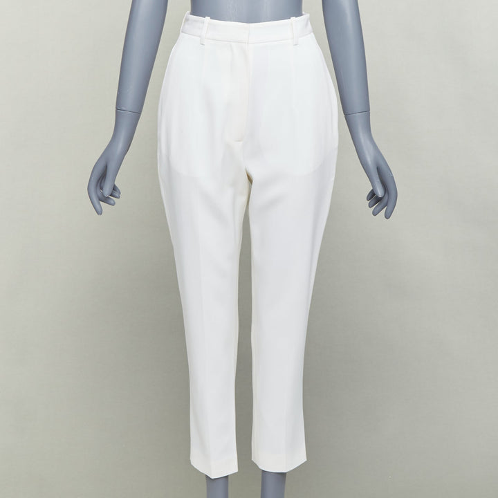 ALEXANDER MCQUEEN 2020 cream virgin wool curved side seam pants IT38 XS
