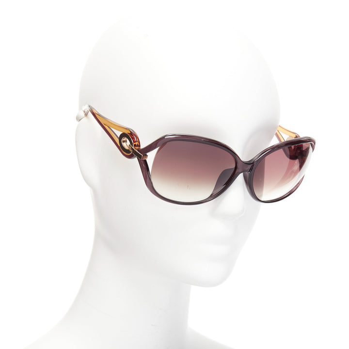CHRISTIAN DIOR Diorvolute2F brown black gold curved temple butterfly sunglasses