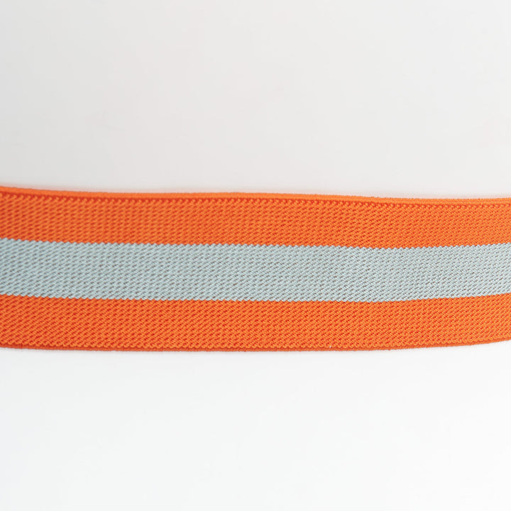 GUCCI orange grey fabric webbing GG logo buckle elastic belt