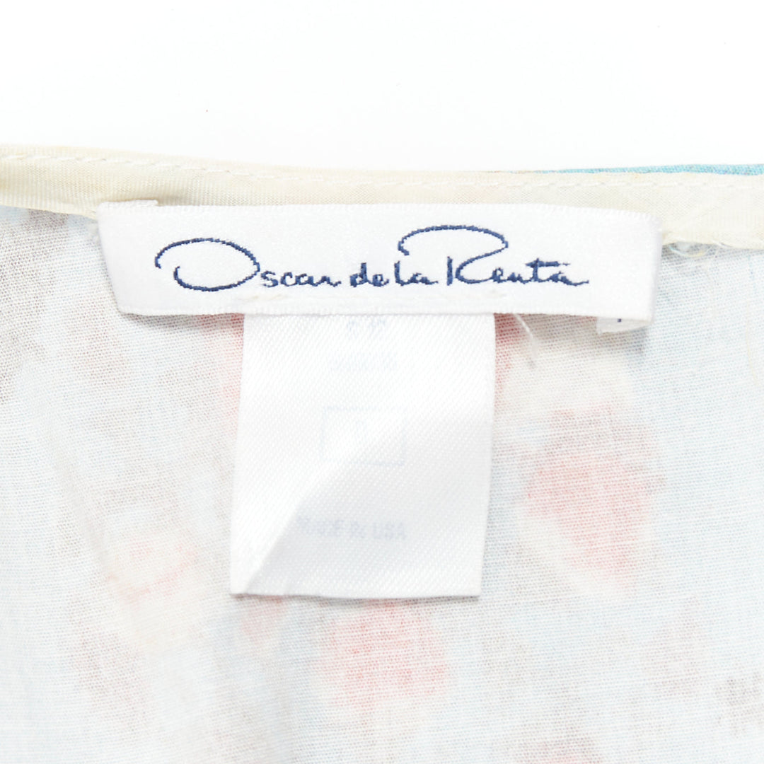OSCAR DE LA RENTA blue red vintage print cocktail dress US0 XS Taylor Swift
