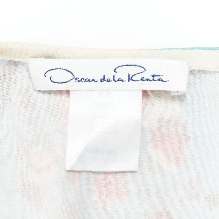 OSCAR DE LA RENTA blue red vintage print cocktail dress US0 XS Taylor Swift