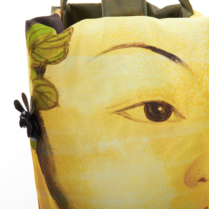 rare SIMONE ROCHA Ming Dynasty Maiden print embellished green nylon tote bag