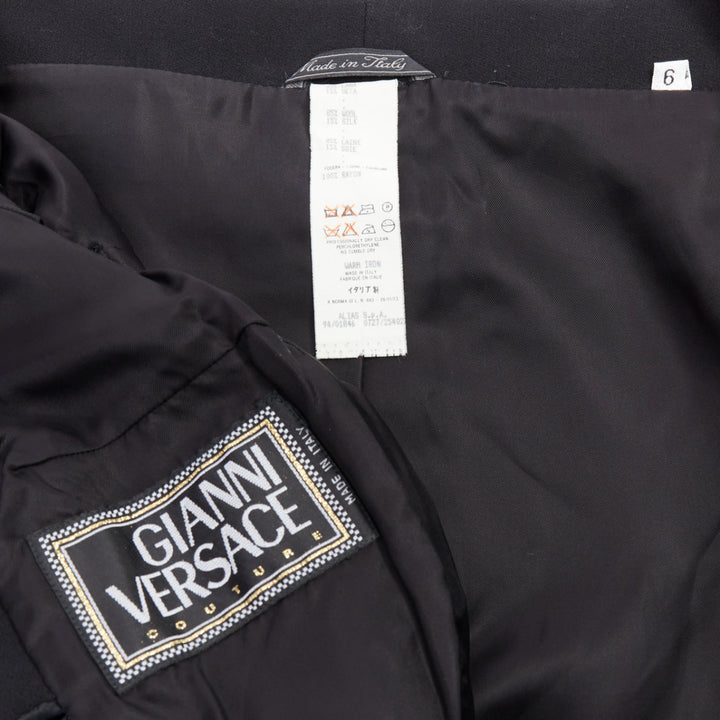 GIANNI VERSACE 1994 Vintage black crystal Medusa double breasted bondage top