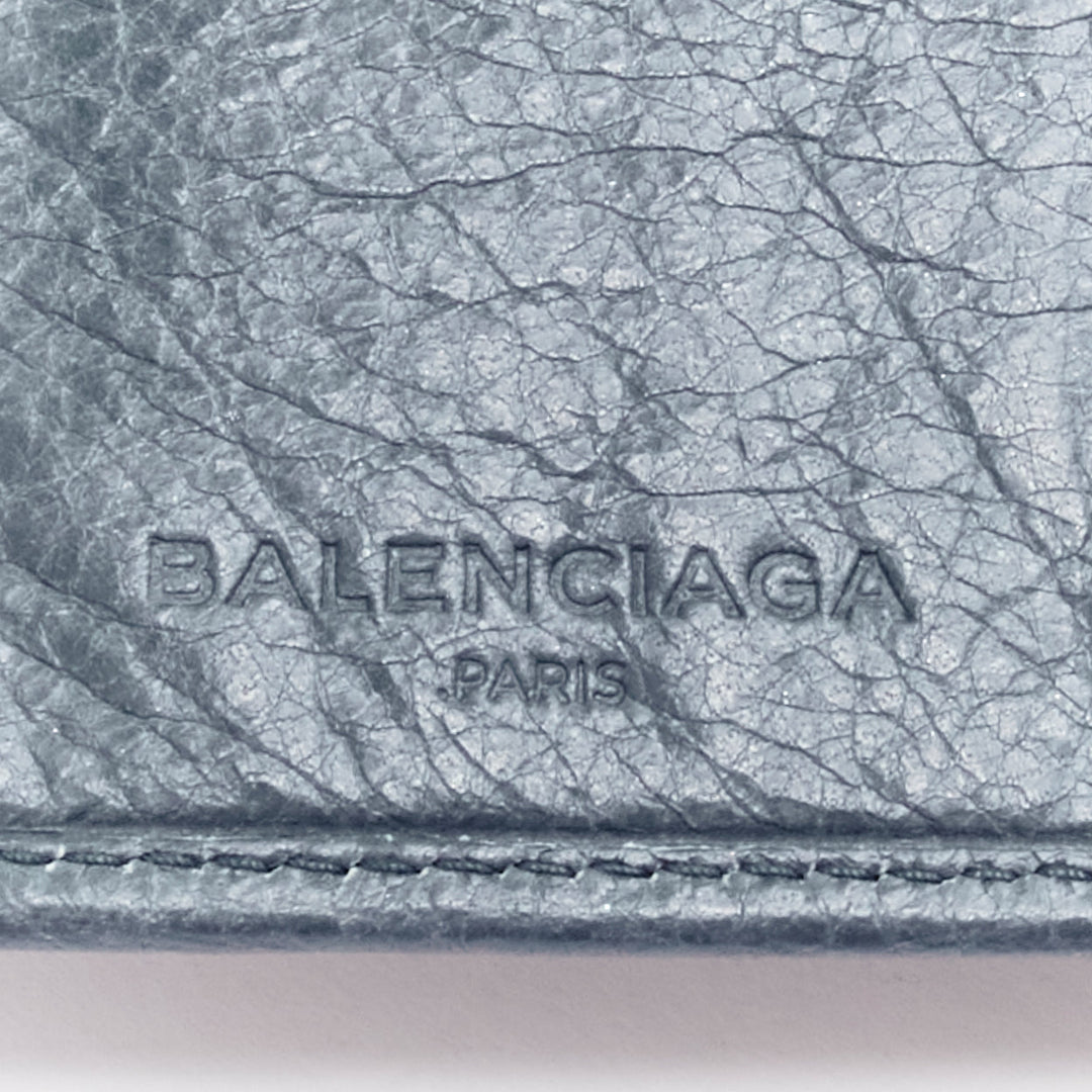 BALENCIAGA blue leather motorcycle long wallet on chain cluch bag