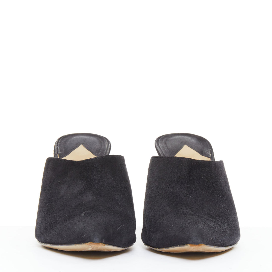 PAUL ANDREW Certosa black suede pointy toe high heel mules EU39.5