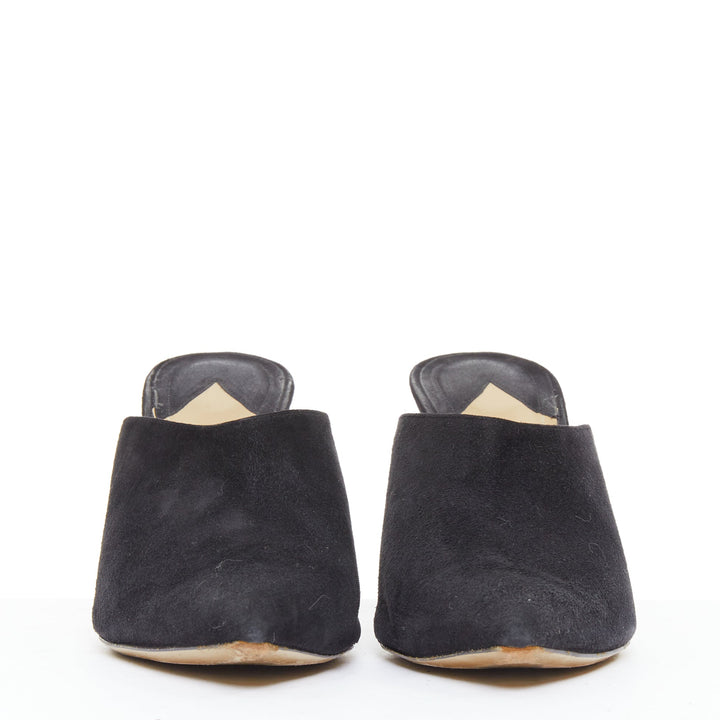 PAUL ANDREW Certosa black suede pointy toe high heel mules EU39.5