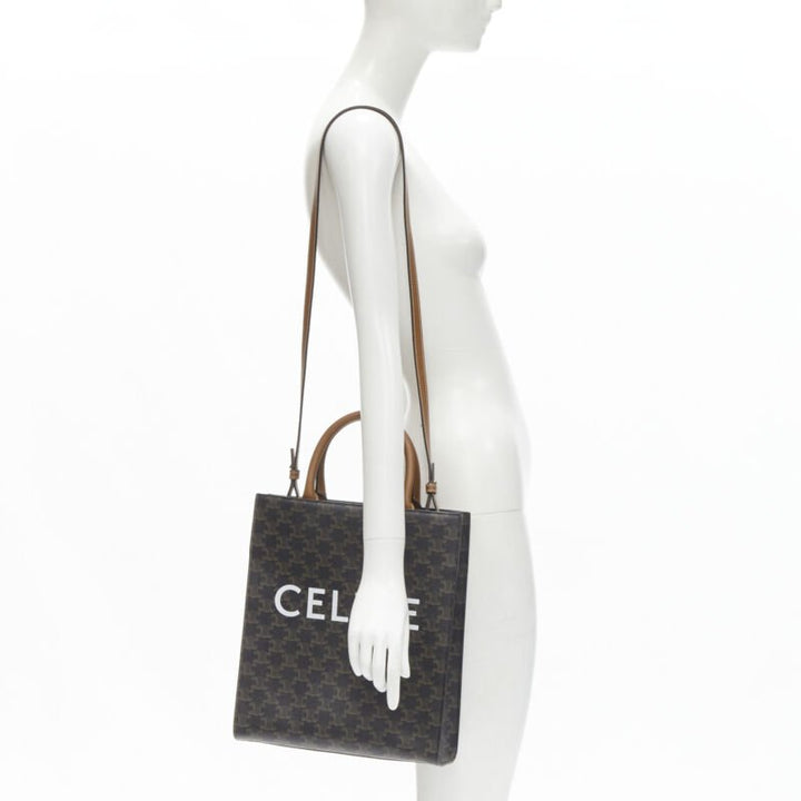 CELINE Hedi Slimane Triomphe Canvas brown monogram Vertical Cabas tote bag