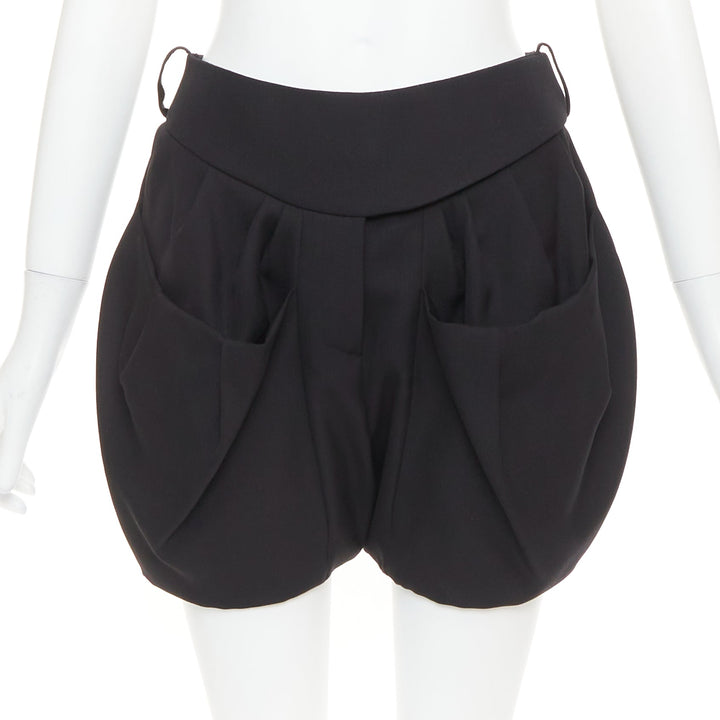 ALEXANDRE VAUTHIER COUTURE AW2019 Runway black darted pocket balloon shorts