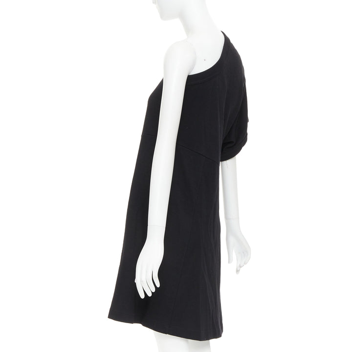 COMME DES GARCONS 2014 black 100% wool deconstructed tshirt one shoulder dress S