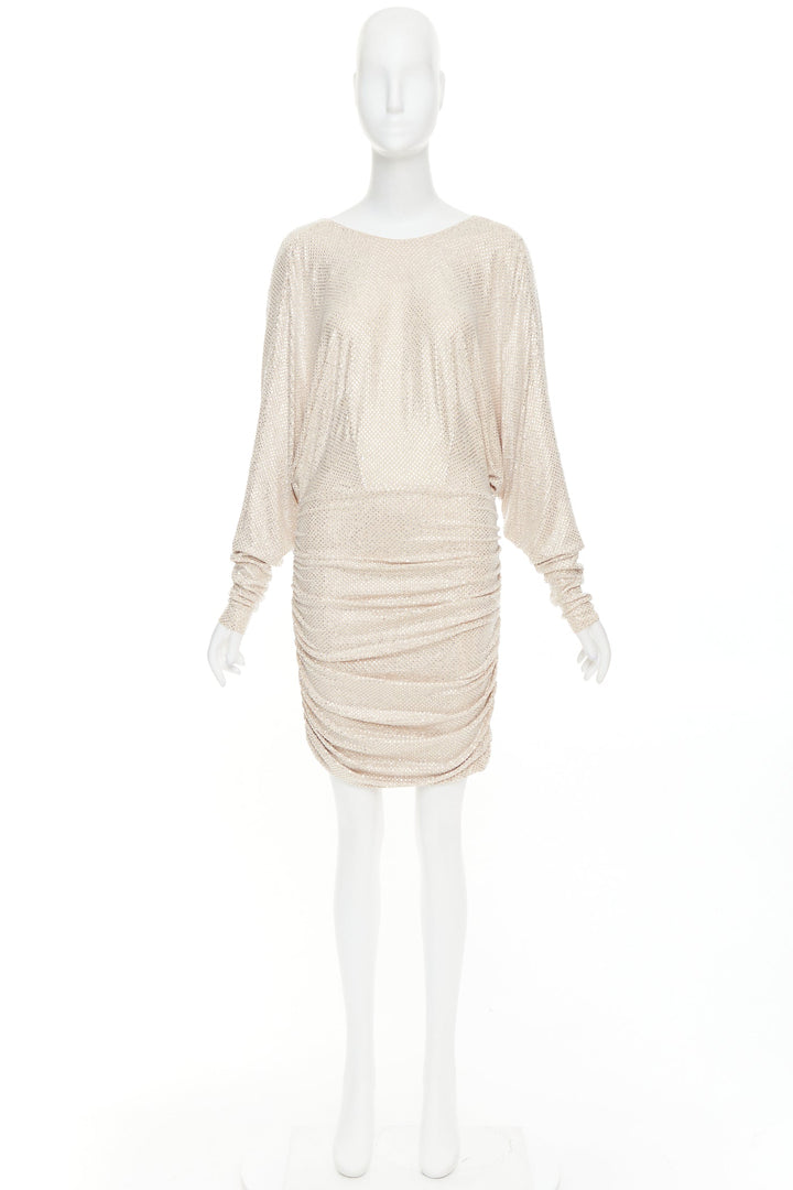 ALEXANDRE VAUTHIER Bridal ivory diamond strass crystal batring cowl back dress