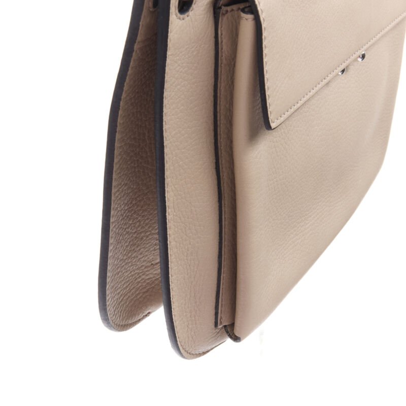 MARNI stone grey silver lock dual zip pouch chain sport strap crossbody bag