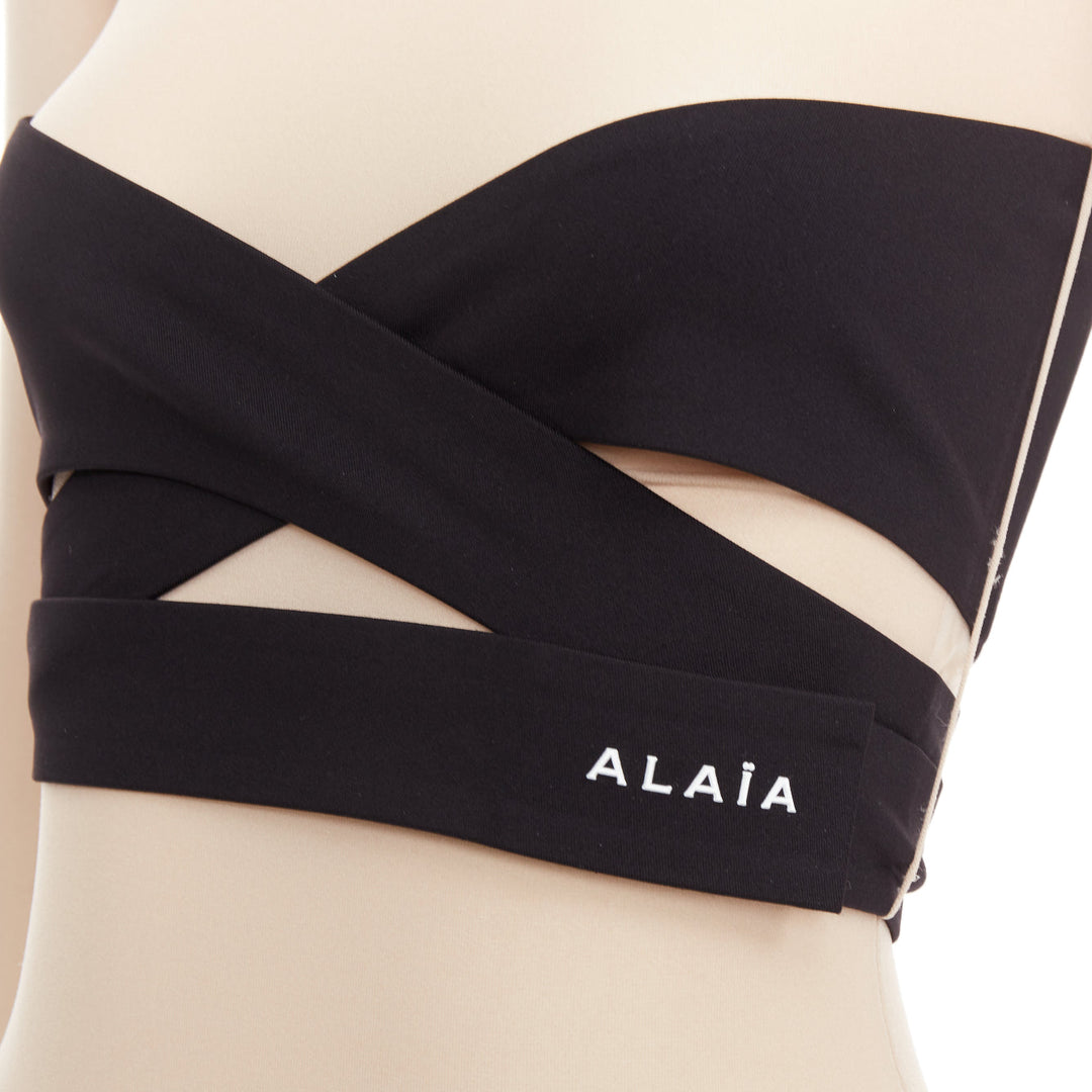 ALAIA 2023 beige second-skin band belted jersey turtleneck maxi dresse FR36 S