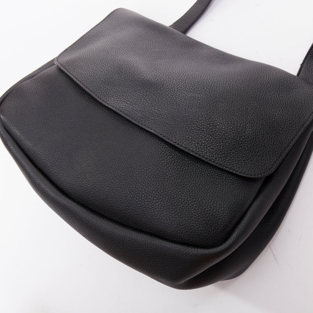 THE ROW Mail black leather gold hardware flap crossbody shoulder bag