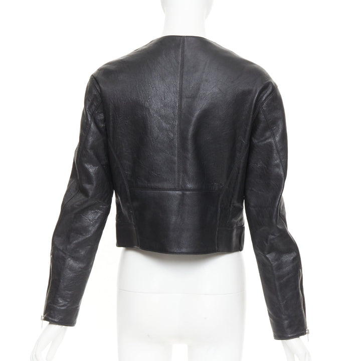 CELINE 2021 Hedi Slimane Chasseur black lambskin button cropped jacket
