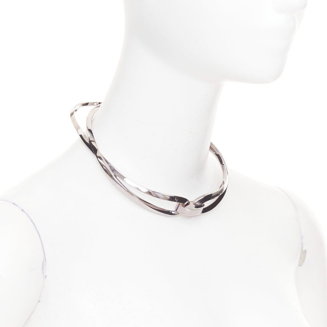 HERMES Infinity Choker Collier Infini 925 Silver twisted loop torque choker
