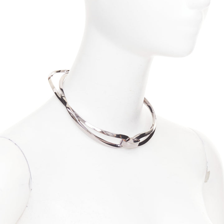 HERMES Infinity Choker Collier Infini 925 Silver twisted loop torque choker