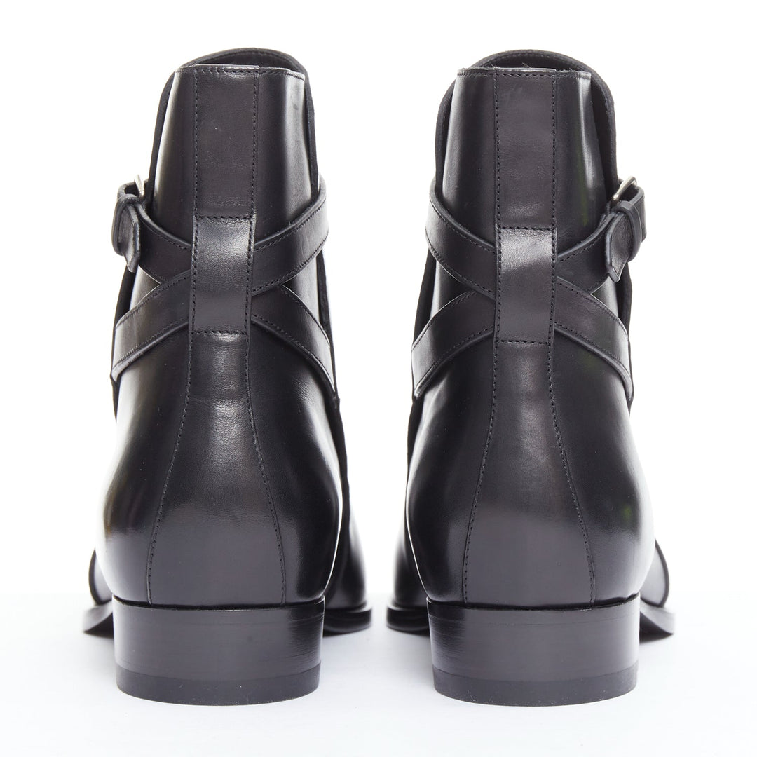 SAINT LAURENT Wyatt 30 black smooth leather jodhpur boots EU42